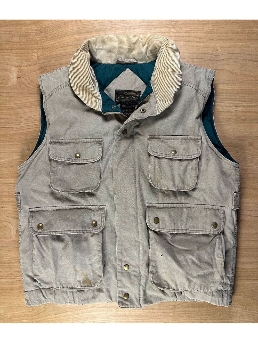 Vintage 80s Eddie Bauer Utility Down Vest large insulated fishing outdoor field